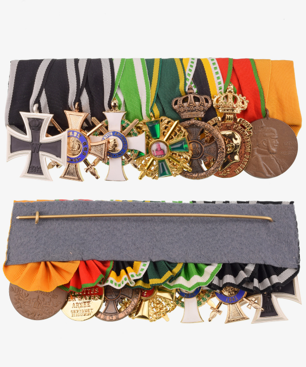 Ordensspange, Kronenorden, Luitpold Medaille, Zähringer Löwe Baden, Albrechtsorden, Sachsen Meiningen